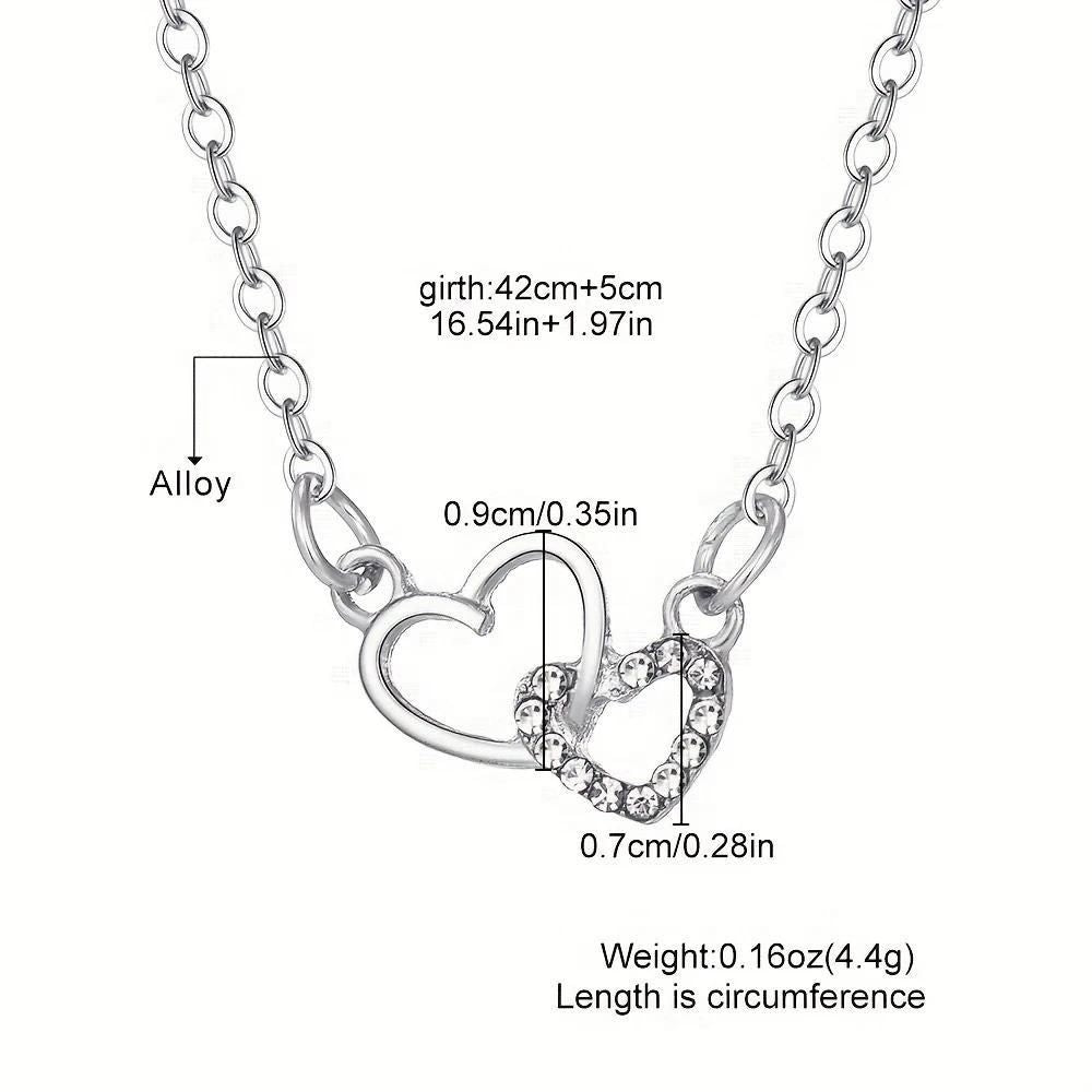 Women's Dual Heart Pendant with Chain Micro Plating