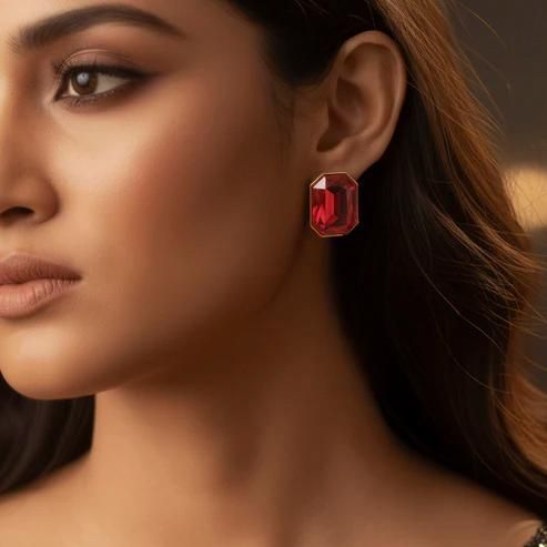 Premium Curated Blood Red Necklace and Earring Set